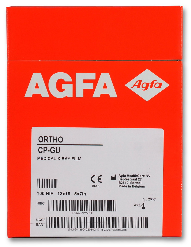 Медична рентгенівська плівка в аркушах Agfa Ortho CP-GU M NIF 13х18, №100 аркушів
